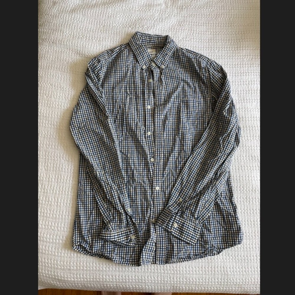 GAP slim fit poplin shirt (blue, yellow, white checked) - Large Tall